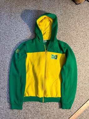 Vintage Brasil Soccer Full Zip Hoodie Gero Green and Yellow